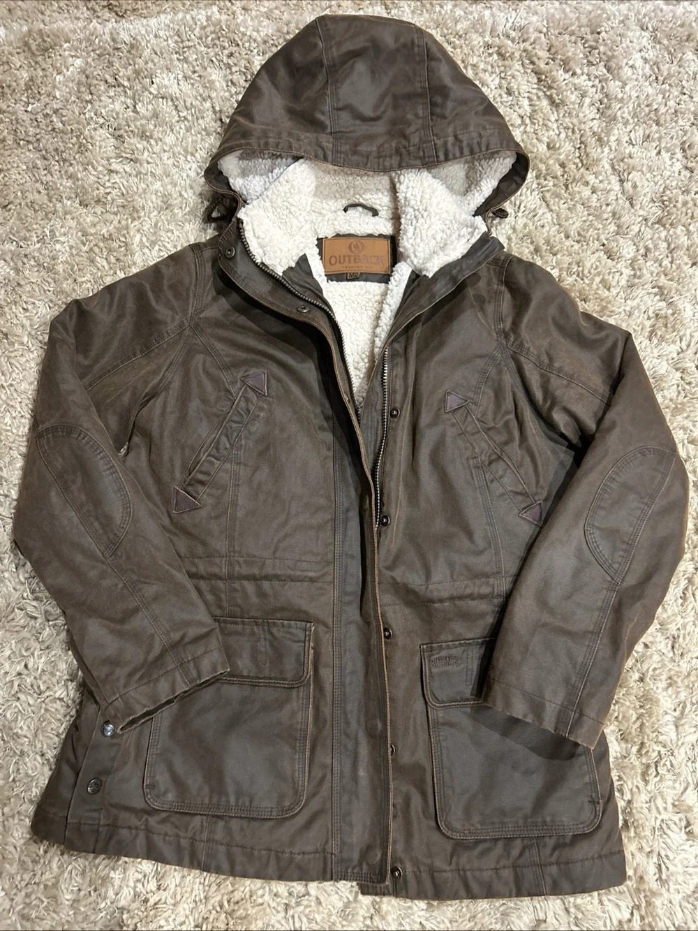 Outback Trading Co. Woodbury Women’s Waxed Hooded Sherpa-Lined Coat